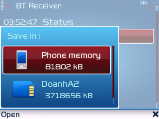 Bluetooth Receiver - Phần mềm nhận file qua Bluetooth lưu vào thẻ nhớ cho s60